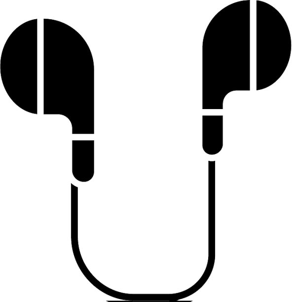 耳机图标上的黑色标志图片下载