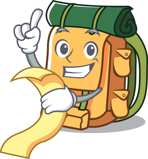 带有卡通风格的菜单双肩包吉祥物图片下载