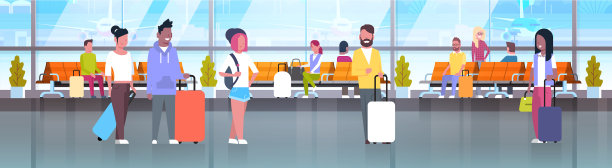 人们在机场随身携带行李图片下载