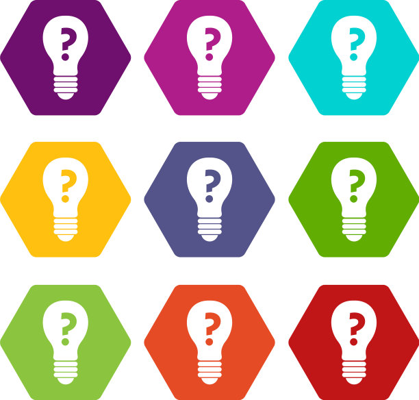 图标内带有问号的灯泡图片下载