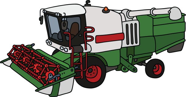 绿色和白色的收割机图片下载