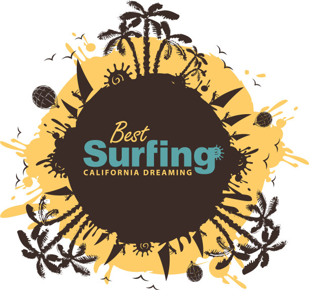 夏日旅游横幅上有棕榈树和帆船图片下载