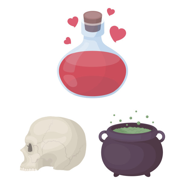 黑色和白色魔术卡通图标设置图片下载