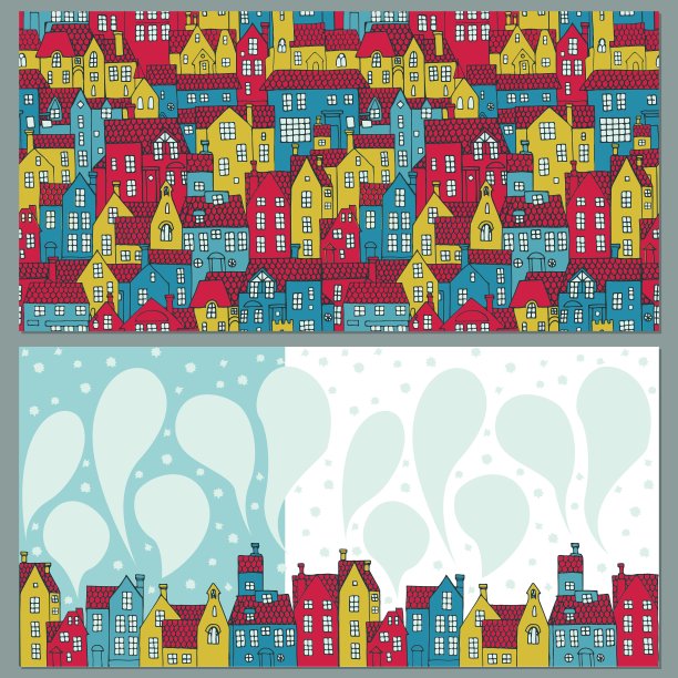 两种背景都有彩色的房子图片下载