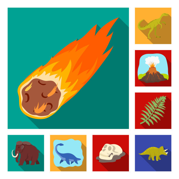 不同的恐龙平面图标在集合图片下载