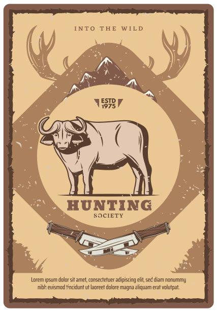 复古水牛海报狩猎俱乐部图片下载