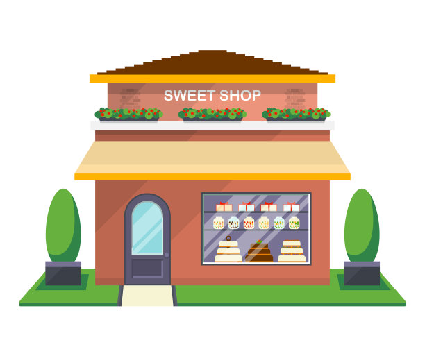 甜店门面孤立图标图片下载