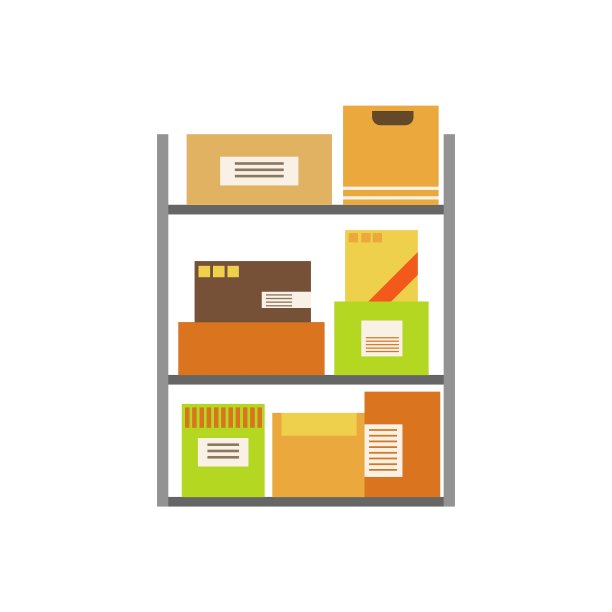 仓库中堆放的纸盒包装图片下载
