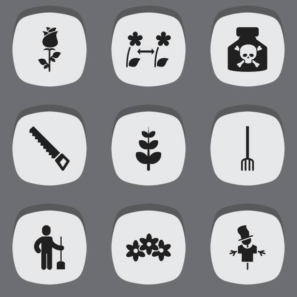 一套9可编辑的种植图标包括符号图片下载