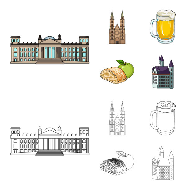 国家德国卡通轮廓图标设置图片下载