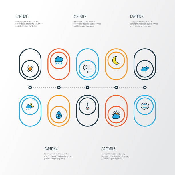 空气彩色轮廓图标集合图片下载