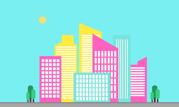 景观城市平面的剪影图片下载