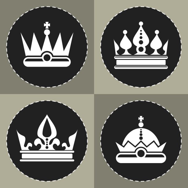国际象棋黑色背景上的白色皇冠图标图片下载