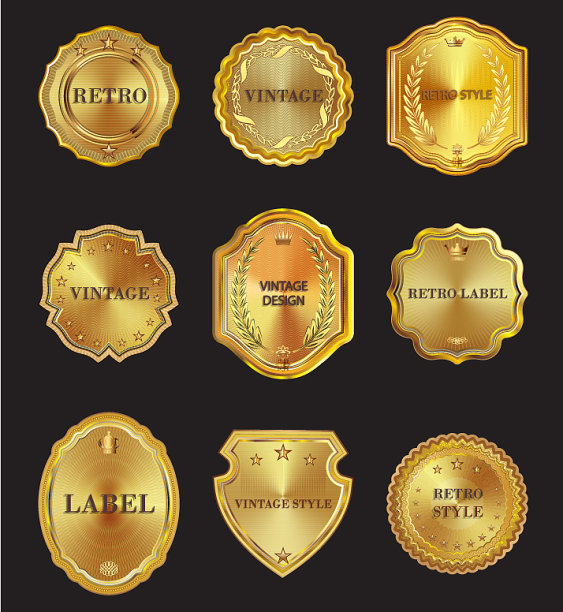 黑色上的金色金属设计元素图片下载