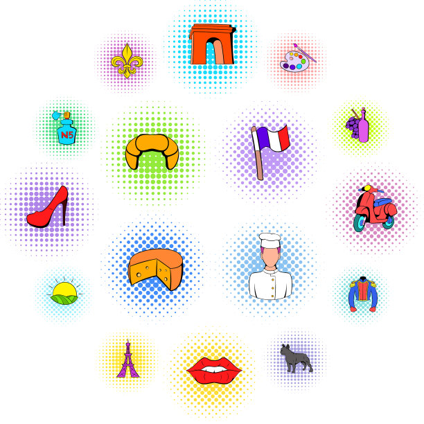 巴黎集图标漫画风格图片下载