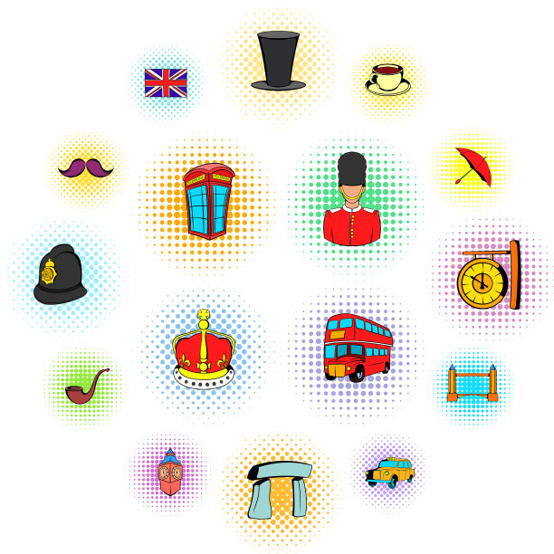 英国漫画风格的图标图片下载
