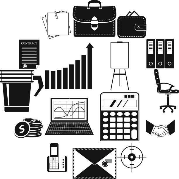 商务和办公室工作图标设置简单的风格图片下载