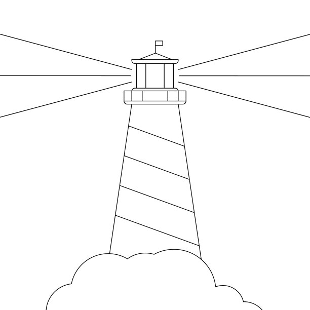 黑白灯塔孤立图片下载