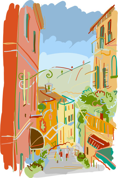 为你设计的旧欧洲街道草图图片下载