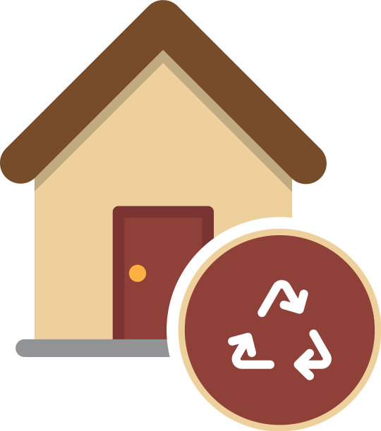 房子与回收符号素描图标图片下载