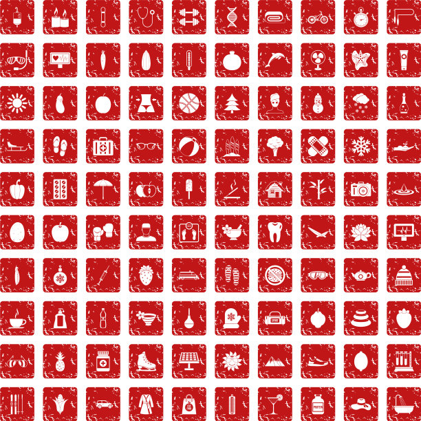 100个女性健康图标设置垃圾摇滚红色图片下载