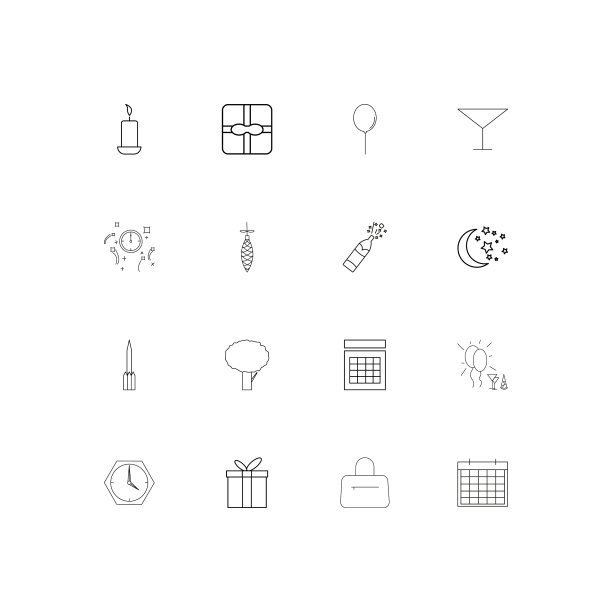 假日线形瘦削的图标集轮廓简单图片下载