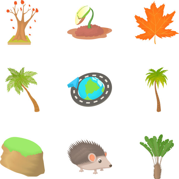 行走在秋天的森林里图标设置卡通风格图片下载