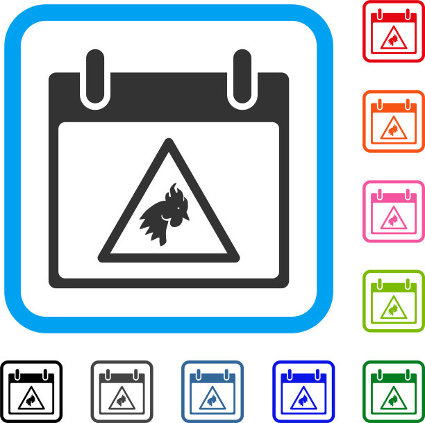 公鸡警告日历日框图标图片下载