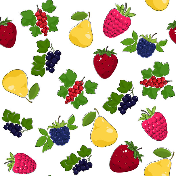 多汁的水果和浆果的无缝模式图片下载