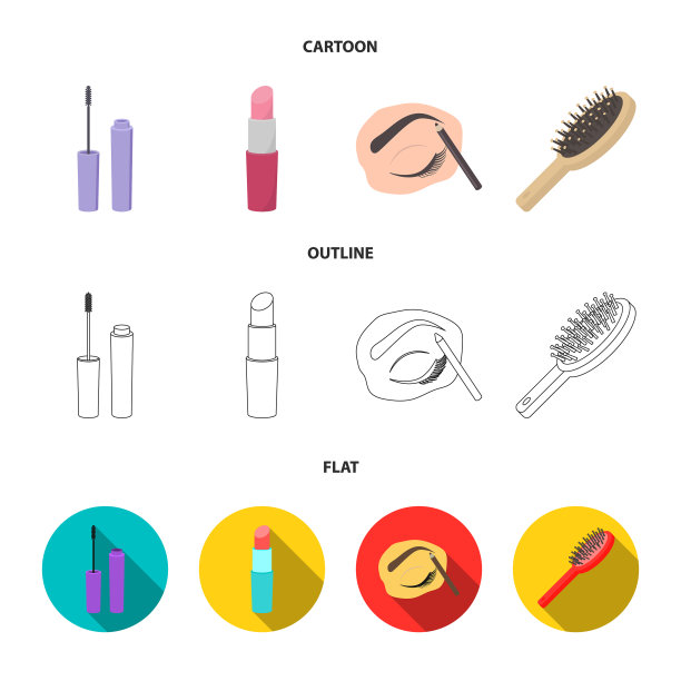 睫毛膏、发刷、口红、眉笔图片下载