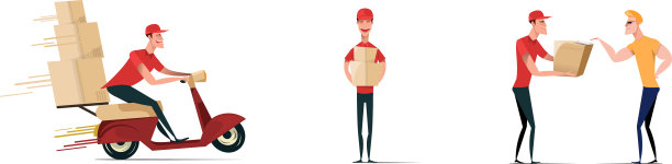 邮政工作人员摆出不同的快递姿势图片下载