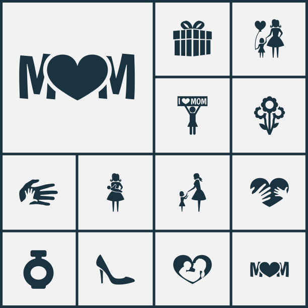母亲节图标设计概念集12个这样图片下载