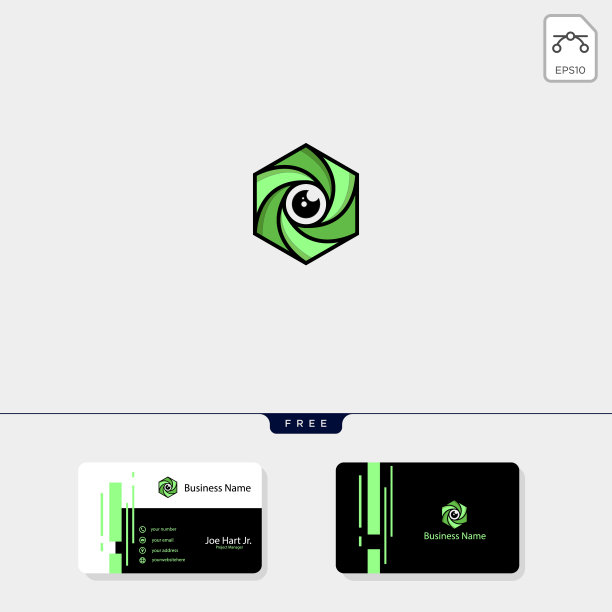 摄影六边形标志模板名片图片下载