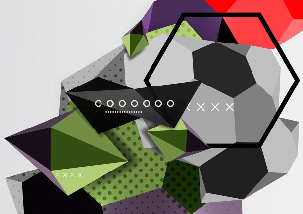 彩色三维几何构图海报图片下载