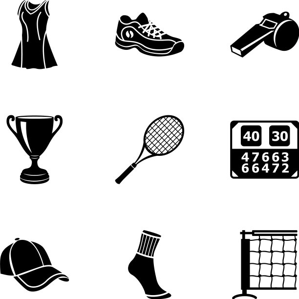 草坪网球图标设置简单的风格图片下载