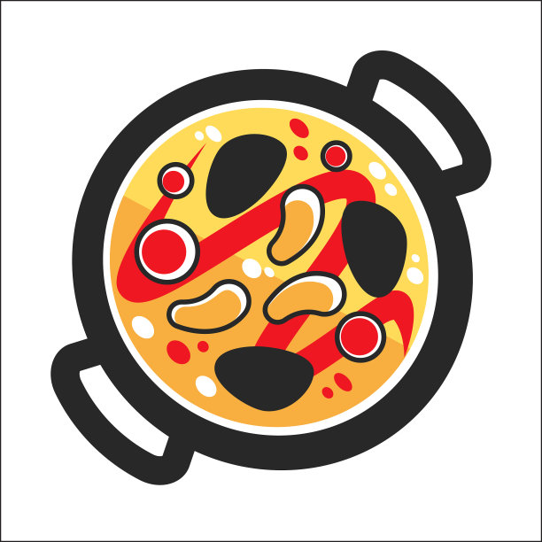 汤在黑色锅顶视图图形图片下载