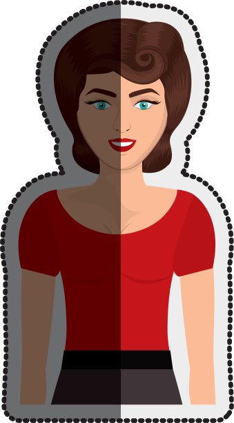 孤立复古女性卡通设计图片下载