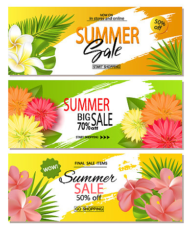 一套夏季销售横幅模板与图片下载