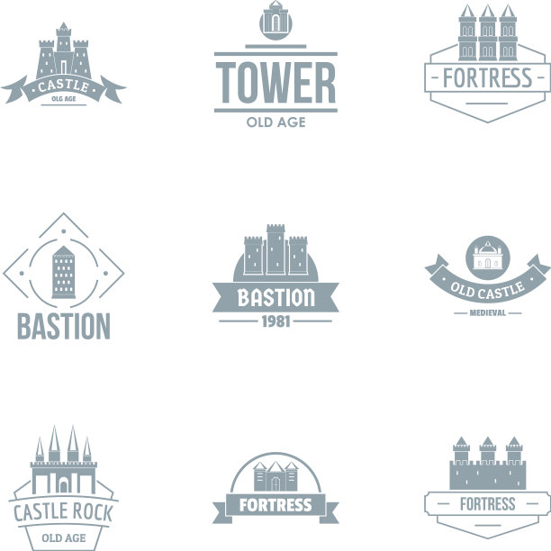 城堡标志设置简约风格图片下载