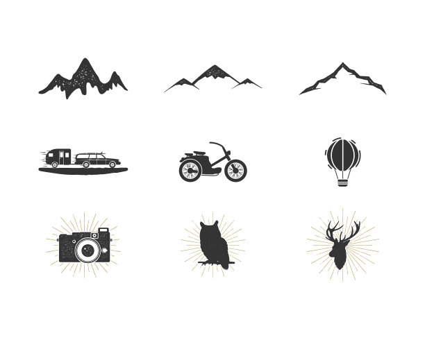 户外冒险剪影图标设置冲浪图片下载