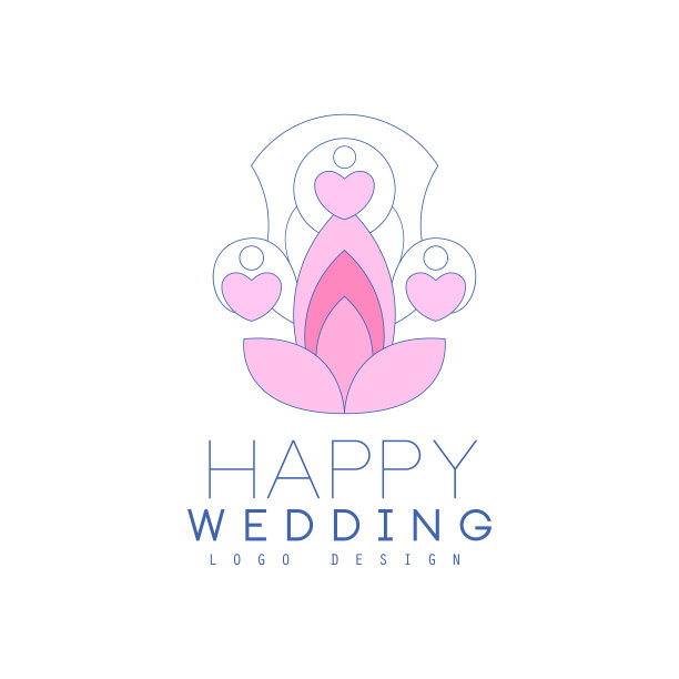 可爱的线条标志设计与抽象的花和图片下载