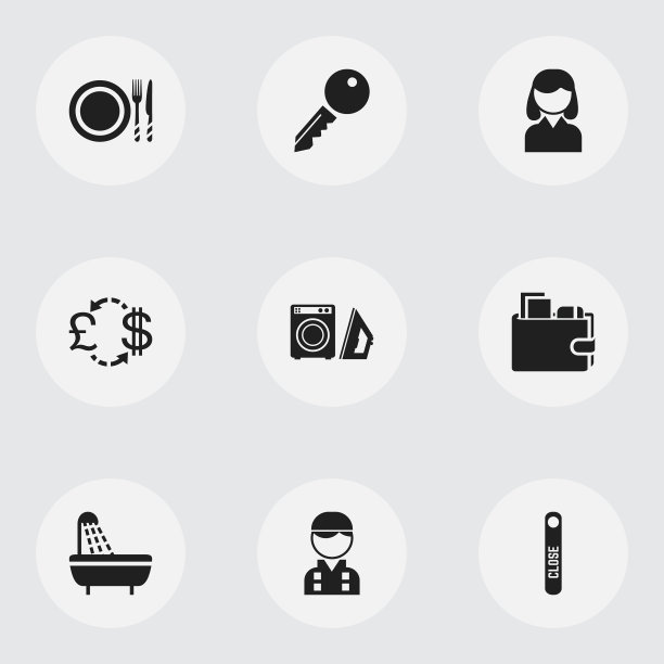 一套9可编辑的汽车旅馆图标包括符号图片下载