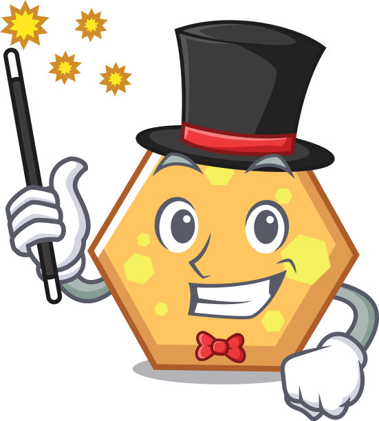 卡通造型的六边形魔术师吉祥物图片下载