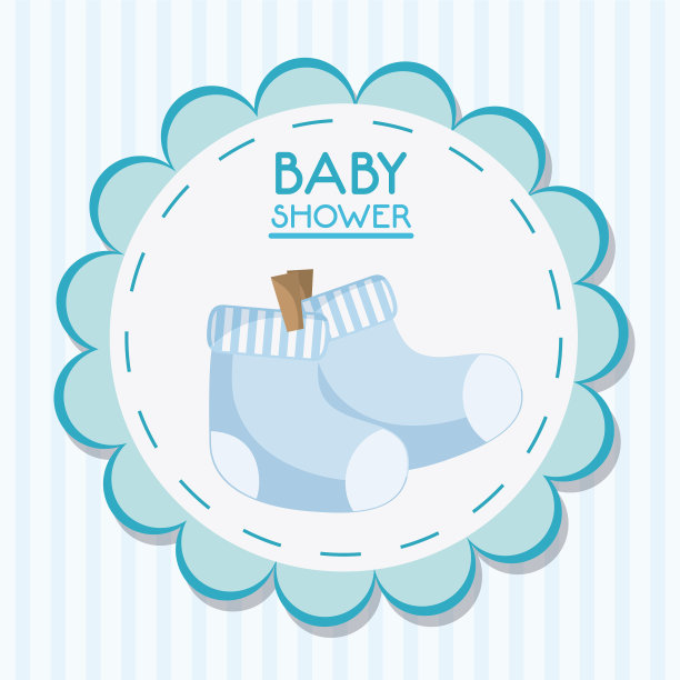 婴儿袜子里面的花印章邮票设计图片下载