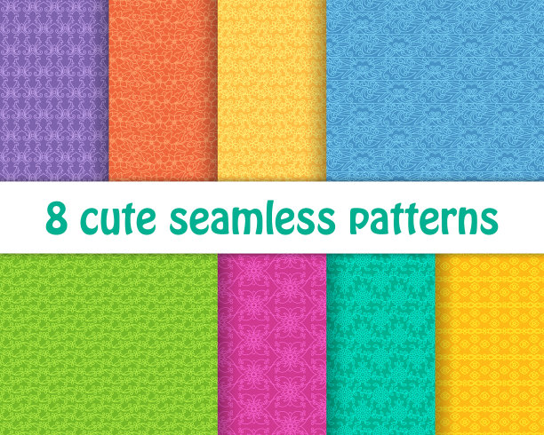 套可爱明亮的无缝图案抽象图片下载