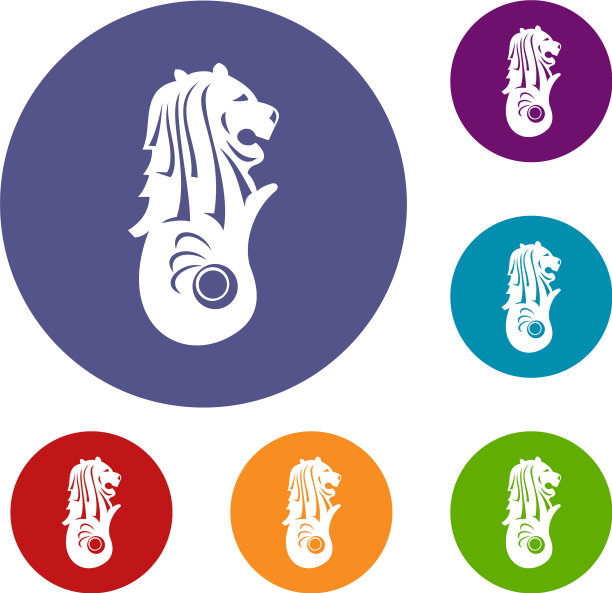 鱼尾狮雕像新加坡图标集图片下载