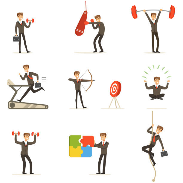 商人在健身房锻炼的比喻图片下载