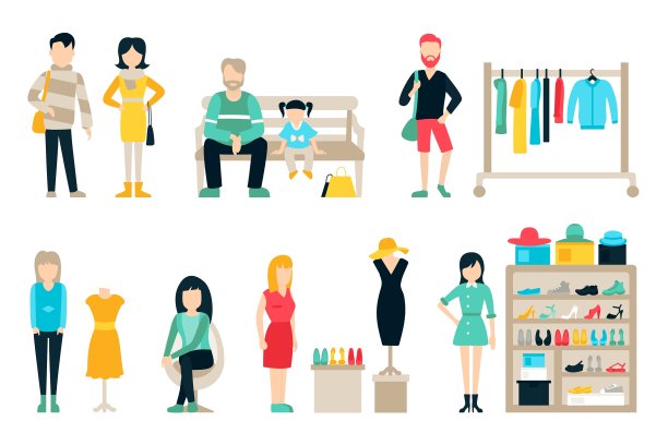 购物和运输平面图标集购物中心图片下载