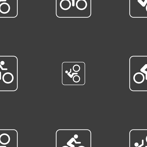 灰色背景上无缝图案的自行车标志图片下载