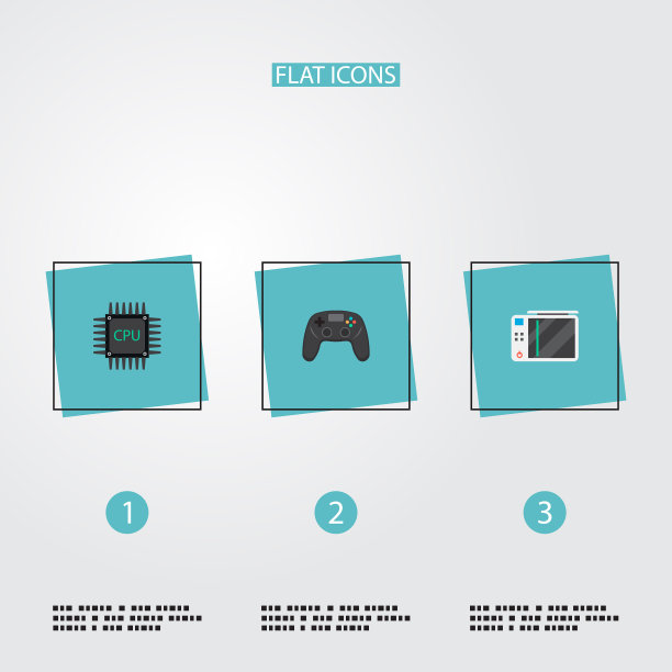 一组计算机图标与中央处理器扁平样式符号图片下载